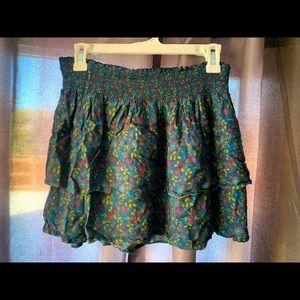 Floral flowy layered summer skirt